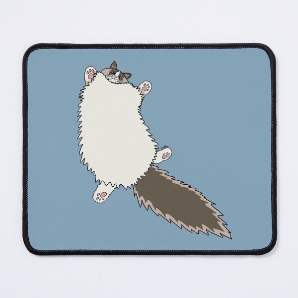 Vista previa del artículo con la obra «Estiramiento de gato Ragdoll esponjoso - Fondo de lago glacial», diseñado y vendido por EcoElsa.