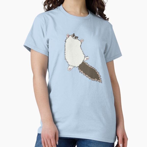 Item preview, Fluffy Ragdoll Cat Stretch - Glacial Lake Background designed and sold by EcoElsa.