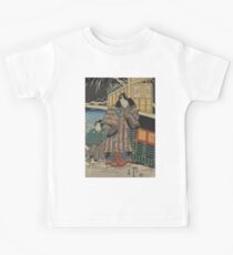 Mitsuji near a carriage in the snow - Kunisada Utagawa - 1851 Kids Tee