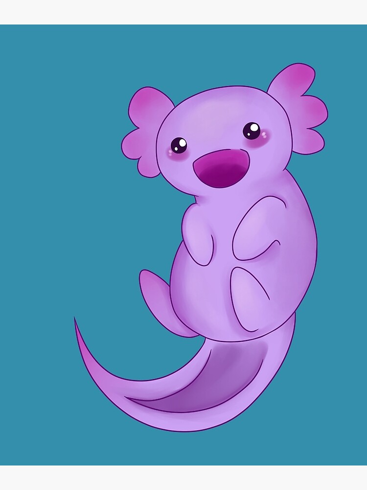"Cute Cartoon Axolotl (Purple)" Poster for Sale by CrypticK Redbubble