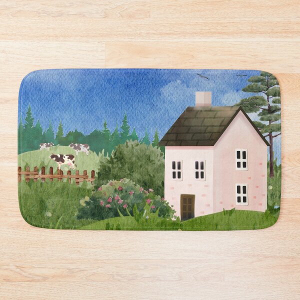 Aperçu de l'œuvre Aquarelle Peinture Hill Country Farmhouse créée et vendue par Vimbuy.