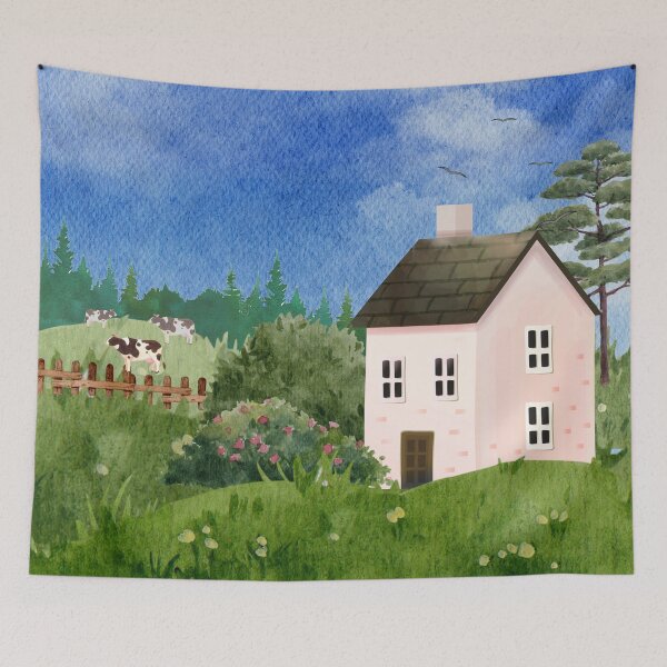 Item preview, Watercolor Painting Hill Country Farmhouse designed and sold by Vimbuy.