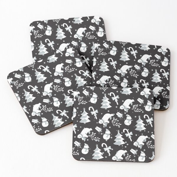 Item preview, White Grey Christmas Pattern on Black designed and sold by fowons.