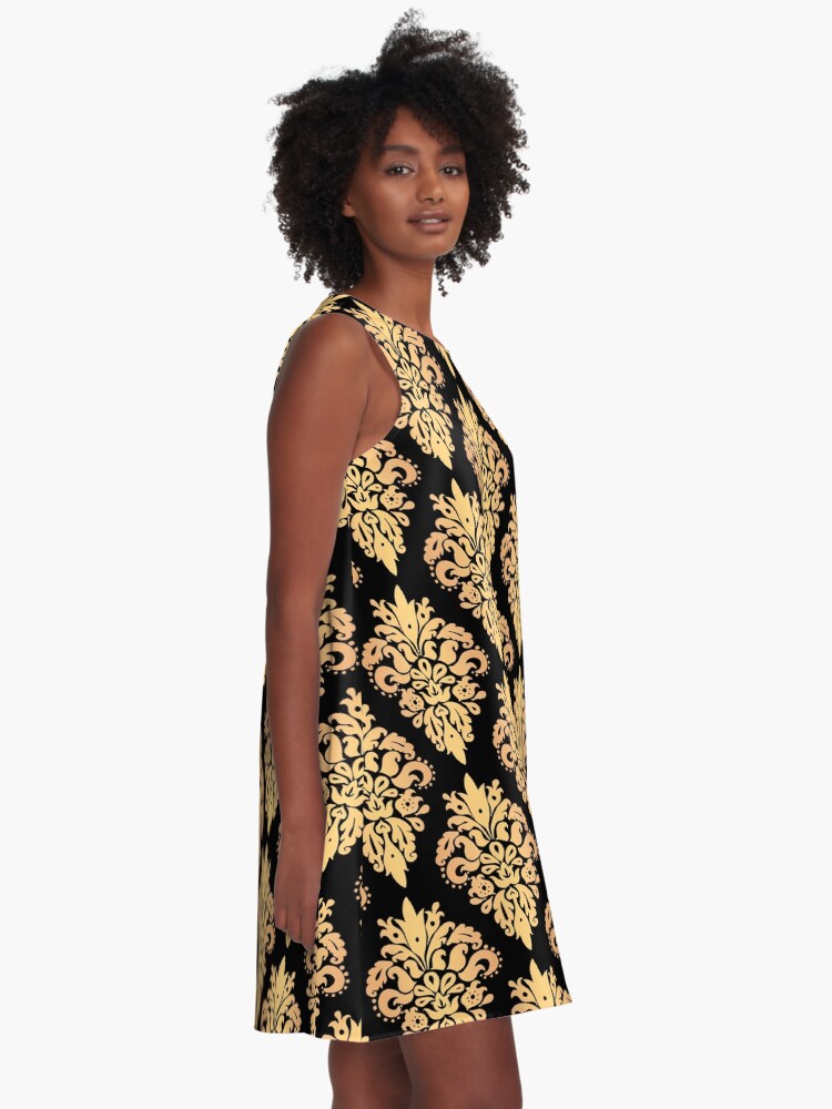 "Classic Black and Gold Damask Pattern" ALine Dress for Sale by julieerindesign Redbubble
