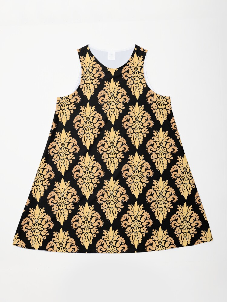 Classic Black and Gold Damask Pattern A-Line Dress Classic Black and Gold Damask Pattern A-Line Dress