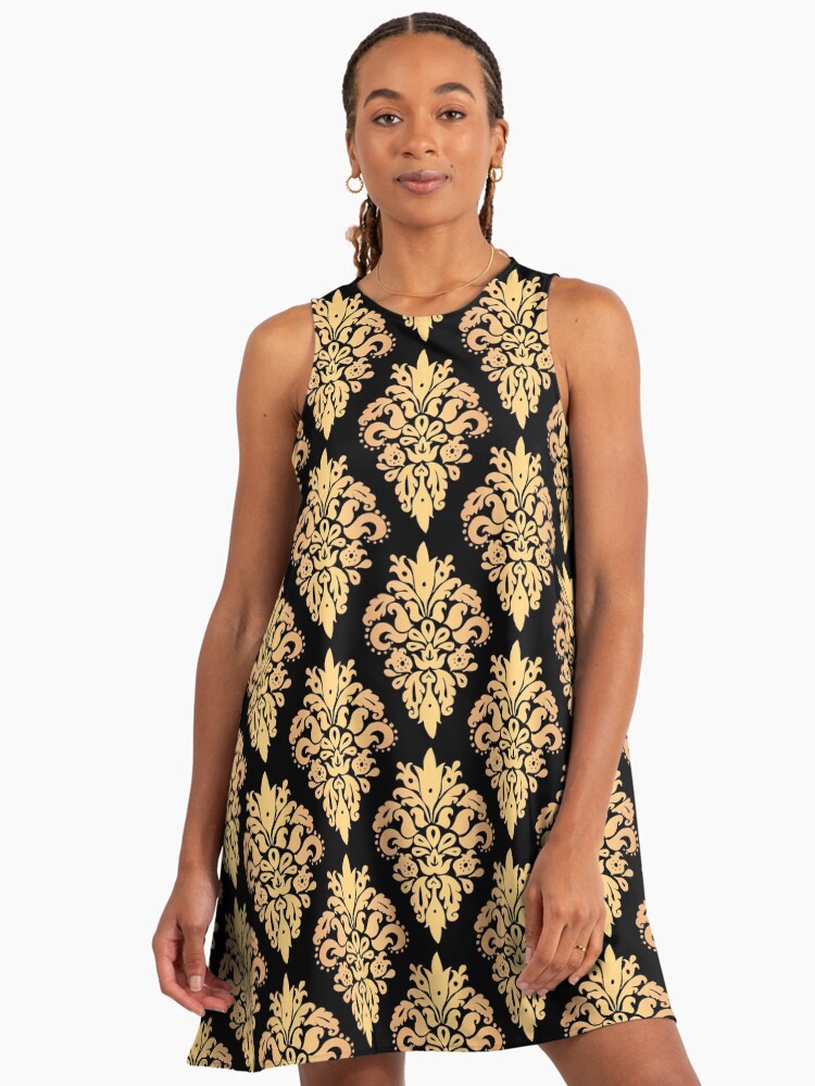 Classic Black and Gold Damask Pattern" A-Line Dress for Sale by  julieerindesign | Redbubble