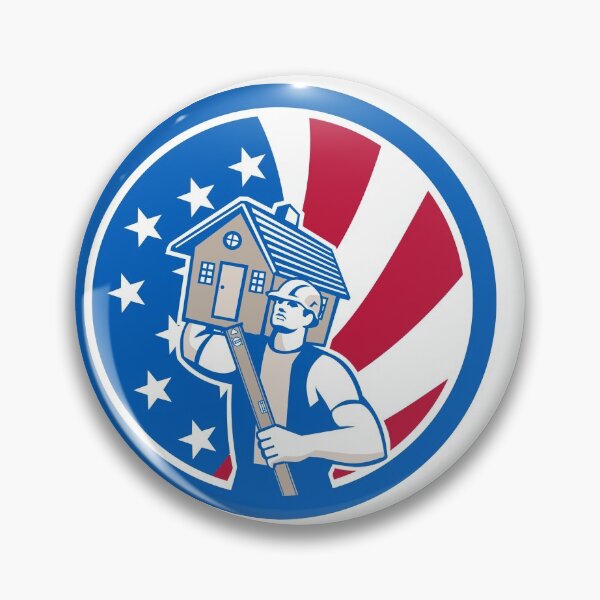 Item preview, American Builder Carrying House With Spirit Level and USA Flag Circle Icon designed and sold by patrimonio.