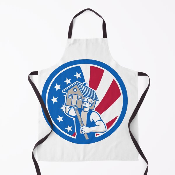 Item preview, American Builder Carrying House With Spirit Level and USA Flag Circle Icon designed and sold by patrimonio.