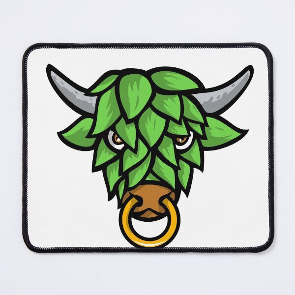 Item preview, Green Short Horned Bull Head with Beer Hop Face Front View Mascot Color Retro designed and sold by patrimonio.