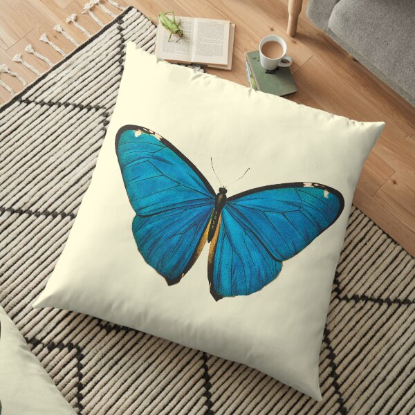 Bright Blue Butterfly Floor Pillow