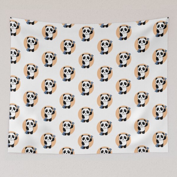 Item preview, Cute Panda with Mushrooms - 1000Pandas by Amanda Roos designed and sold by Amanda Roos.