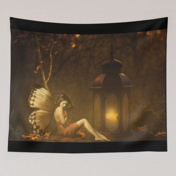 Item preview, Fairy and lantern in the fantasy forest designed and sold by brendanre.