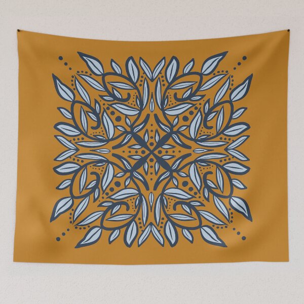 Item preview, Golden Mustard and Navy blue Foliage designed and sold by FrancesPoff.