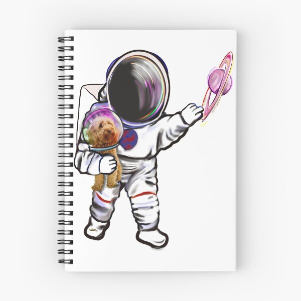Item preview, Astronaut and Cavapoo puppy dog in Space suit reaching  out to touch Saturn’s ring - cute Cavoodle, Cavapoo, Cavalier King Charles Spaniel designed and sold by Artonmytee.