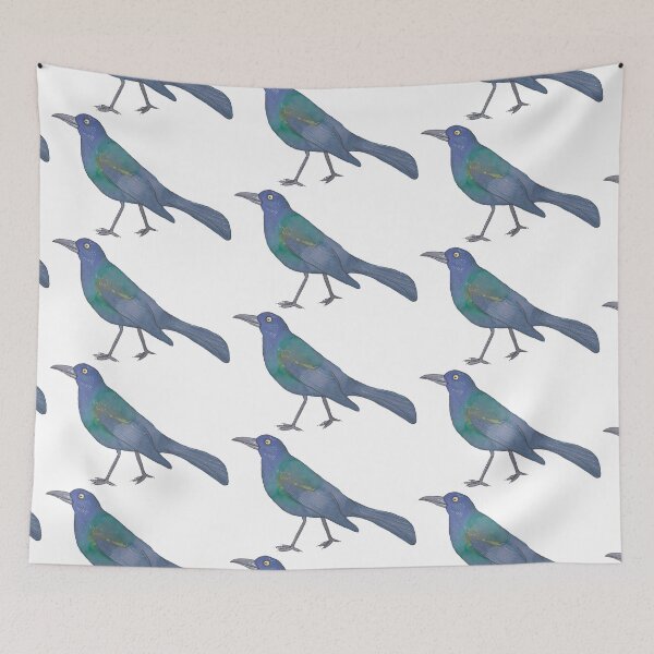 Item preview, Common Grackle watercolor bird species art designed and sold by TheWaterBirds.