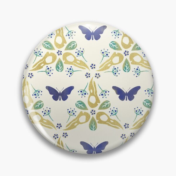 Item preview, Crow Skulls and Butterflies Pattern #2 - Blue and Gold designed and sold by Johanna-Draws.