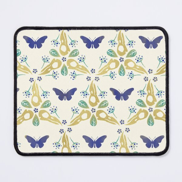 Item preview, Crow Skulls and Butterflies Pattern #2 - Blue and Gold designed and sold by Johanna-Draws.