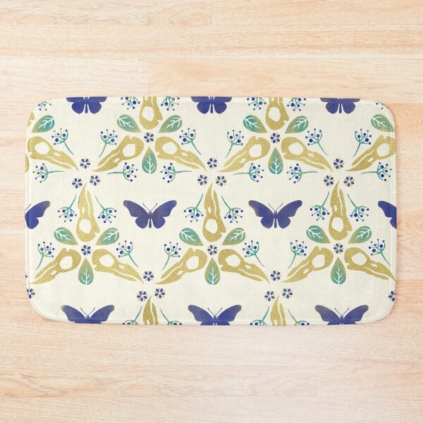 Item preview, Crow Skulls and Butterflies Pattern #2 - Blue and Gold designed and sold by Johanna-Draws.