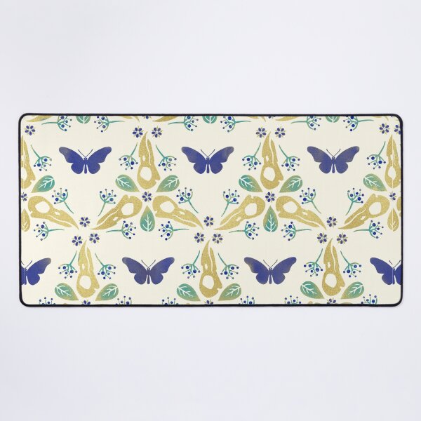Item preview, Crow Skulls and Butterflies Pattern #2 - Blue and Gold designed and sold by Johanna-Draws.