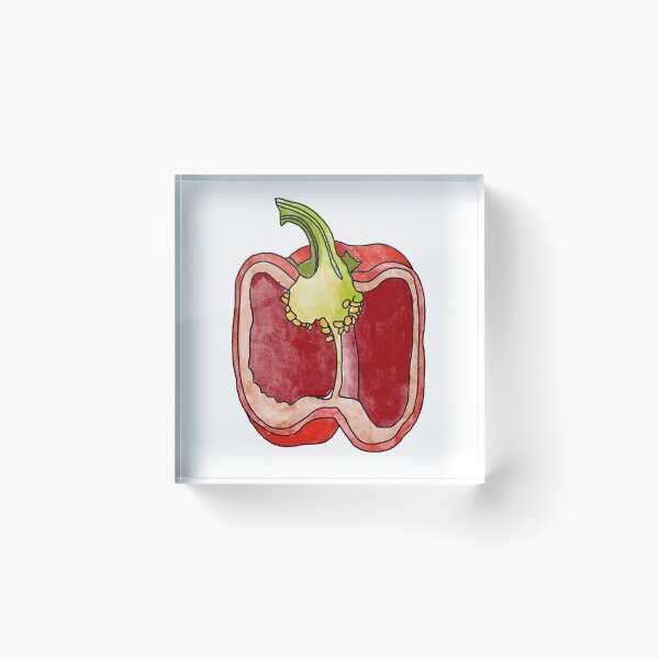 Item preview, Sweet red pepper. Cut the pod into halves. Realistic watercolor drawing on a white background. designed and sold by IrinaSenkova.