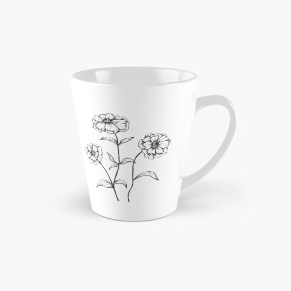 Item preview, Butterfly Ranunculus Flower Line Drawing designed and sold by kepedrick.
