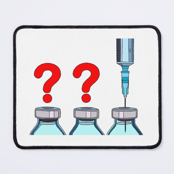 Item preview, Which vaccine should I choose? The identical vials of medicine or vaccine, a syringe pierced the cape of the bottle. A question mark above the bottles.  designed and sold by IrinaSenkova.