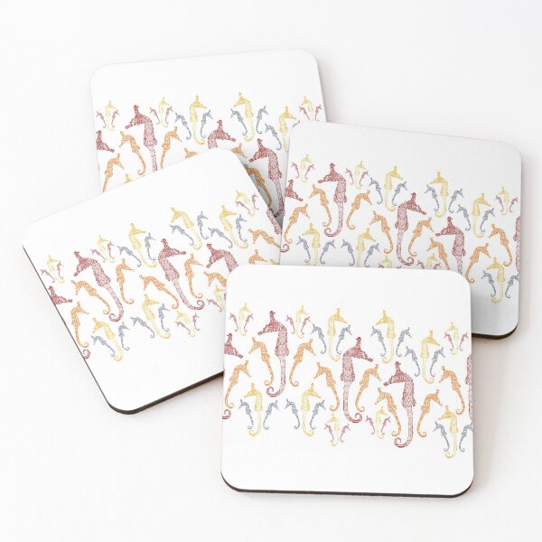 Item preview, Polynesian Australian Aboriginal coloring Patterned Seahorses White default background designed and sold by pelagio.