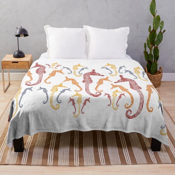 Item preview, Polynesian Australian Aboriginal coloring Patterned Seahorses White default background designed and sold by pelagio.