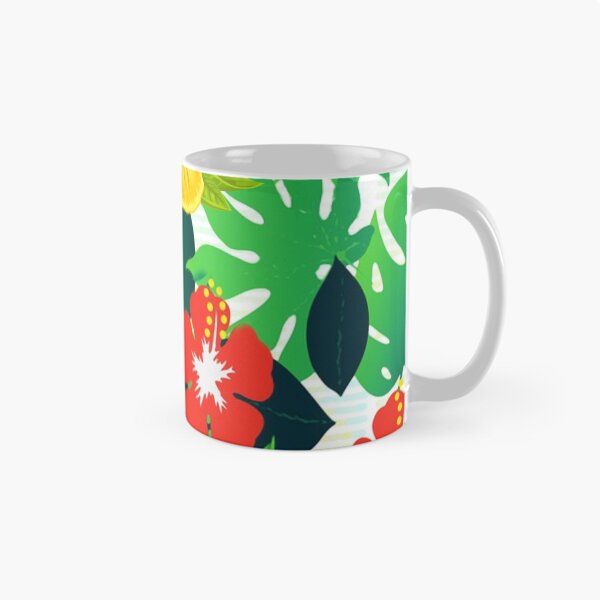 Item preview, Hawaii Tropical Exotic Green Leaves with Hibiscus Flowers Pattern, Tropical Leaves and Flowers Pattern designed and sold by silviaol.