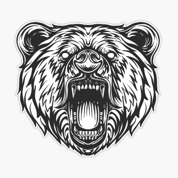 Oakland University Black & White Golden Grizzly Bear Head Car Decal