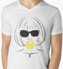 Anna Wintour Bubble Gum Portrait illustration Men's V-Neck T-Shirt