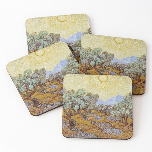 Item preview, Vincent van Gogh's Olive Trees With Yellow Sky and Sun designed and sold by mosfunky.
