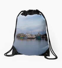 Boats on a Lake Drawstring Bag