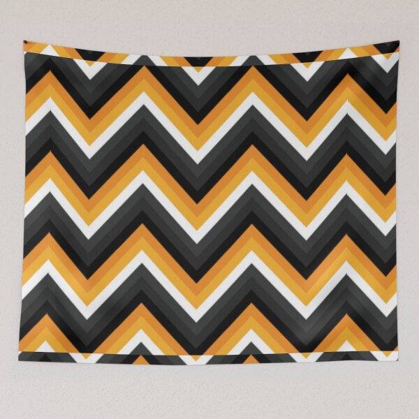 Item preview, Halloween Colors Abstract Zigzag Pattern. Geometrical Orange, Black, White Zigzag designed and sold by silviaol.