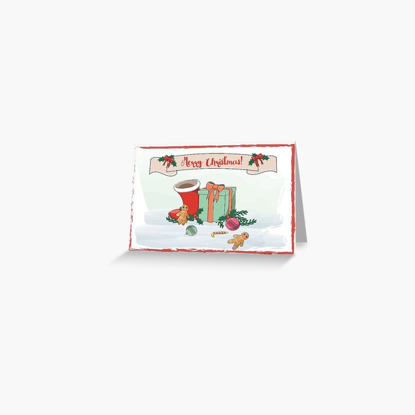 Christmas card with boots Greeting Card