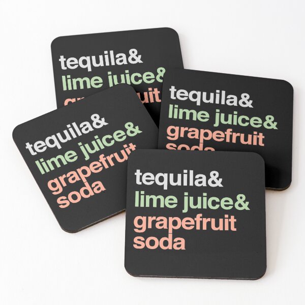Item preview, Deconstructed Paloma: tequila & lime juice & grapefruit soda (list of cocktail ingredients in true-to-life colors) designed and sold by Ofeefee.
