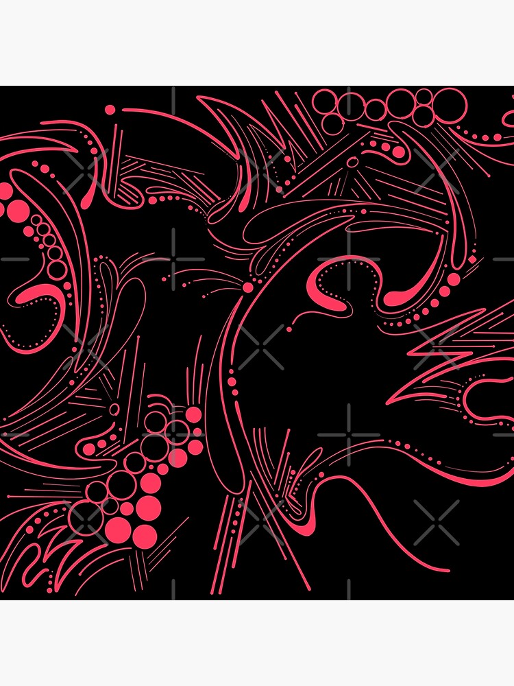 Radical Red Paisley Abstract Pattern on Black by that5280lady