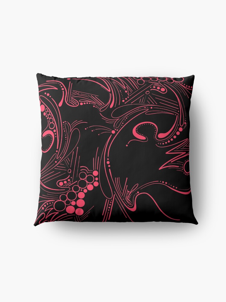 Alternate view of Radical Red Paisley Abstract Pattern on Black Floor Pillow