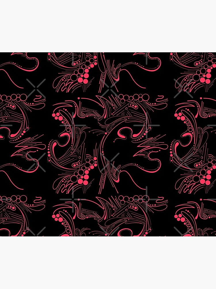 Thumbnail 6 of 6, Throw Blanket, Radical Red Paisley Abstract Pattern on Black designed and sold by that5280lady.