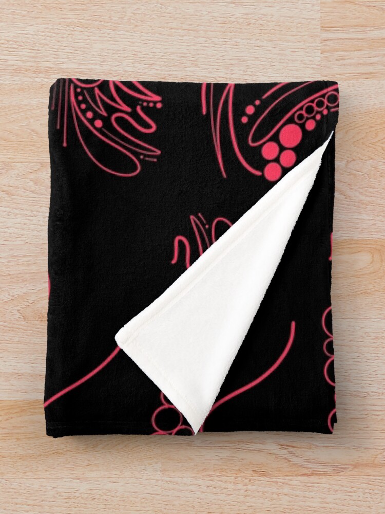 Thumbnail 3 of 6, Throw Blanket, Radical Red Paisley Abstract Pattern on Black designed and sold by that5280lady.