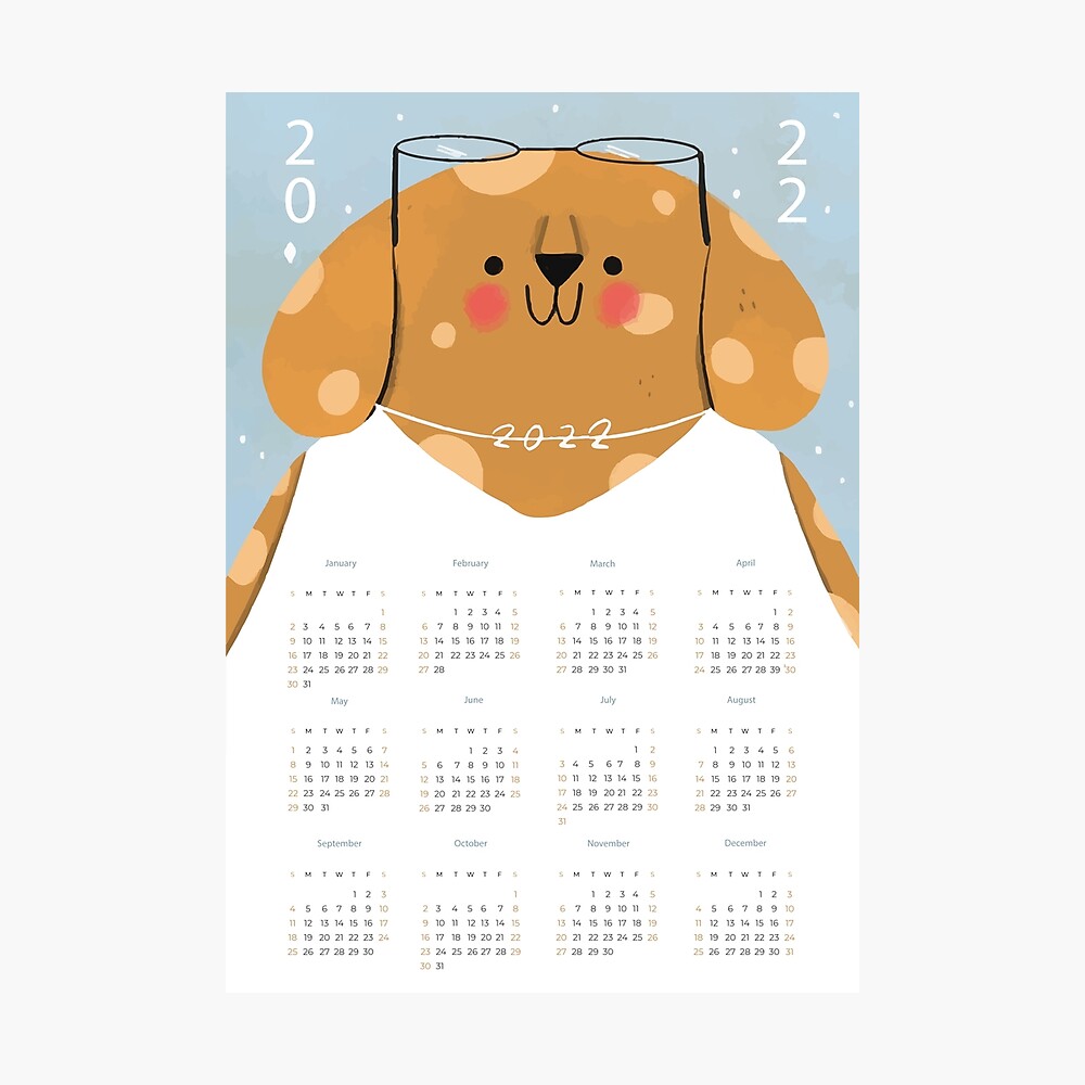 calendar with dog calendar 2022 photographic print by dev ilyass redbubble