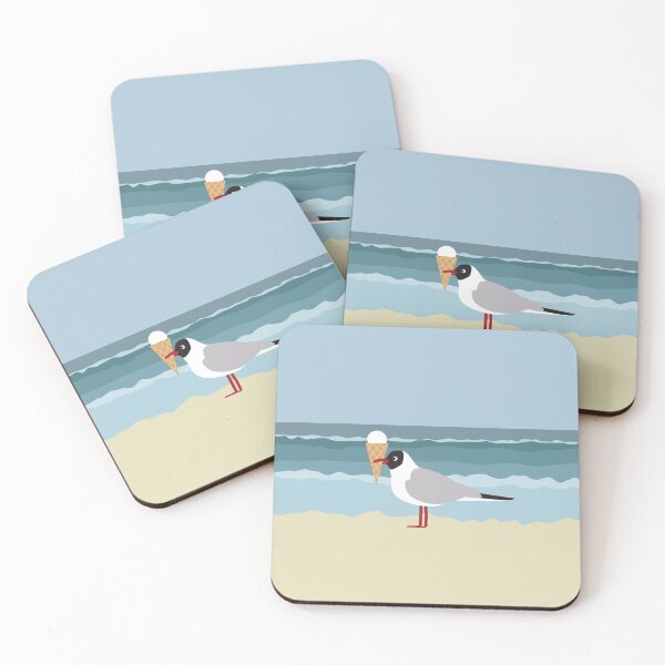 Item preview, Cute seagull with ice cream by the sea designed and sold by Darina Gulbina.