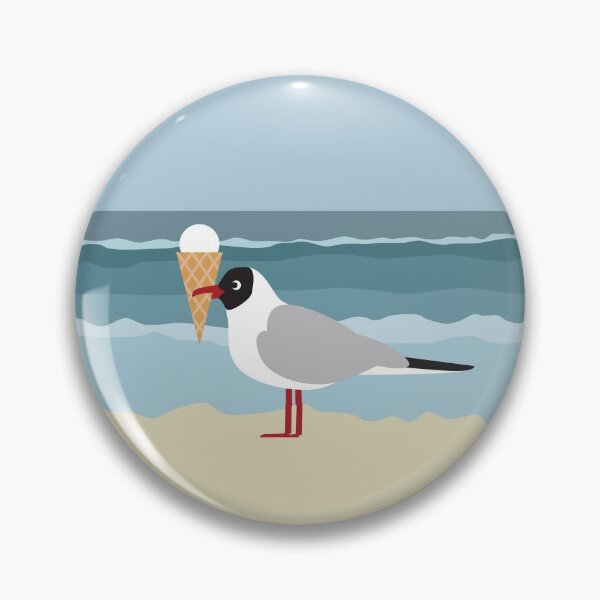 Item preview, Cute seagull with ice cream by the sea designed and sold by Darina Gulbina.