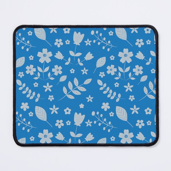 Item preview, Simple minimal floral silhouette white on blue pattern  designed and sold by Yasminepatterns .