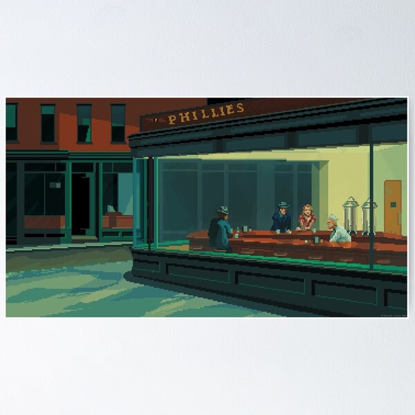 Item preview, Nighthawks - A Pixel Tribute designed and sold by ricardojuchem.