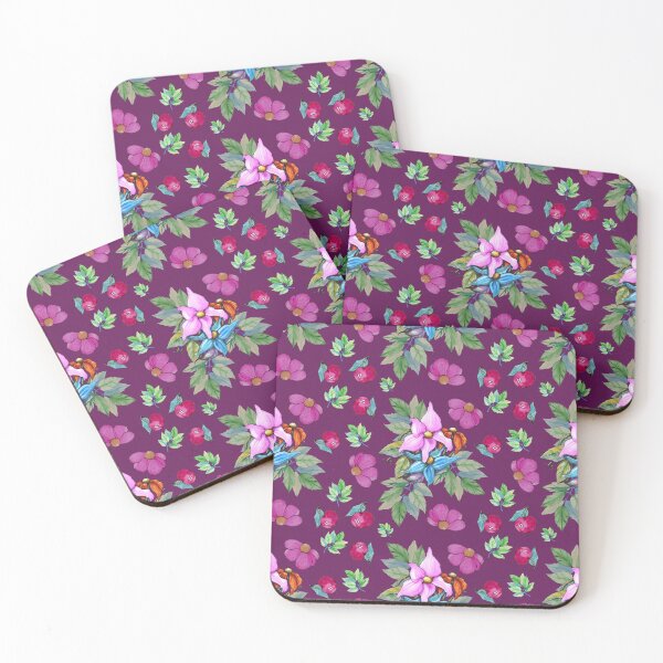 Item preview, Cosmos Flower and Cherry pattern inburgunndy designed and sold by ElenaAdamArt.