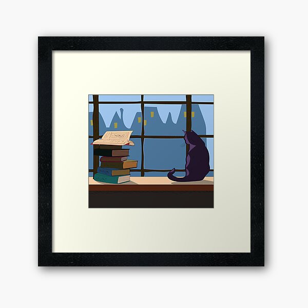 Illustration with cat Framed Art Print