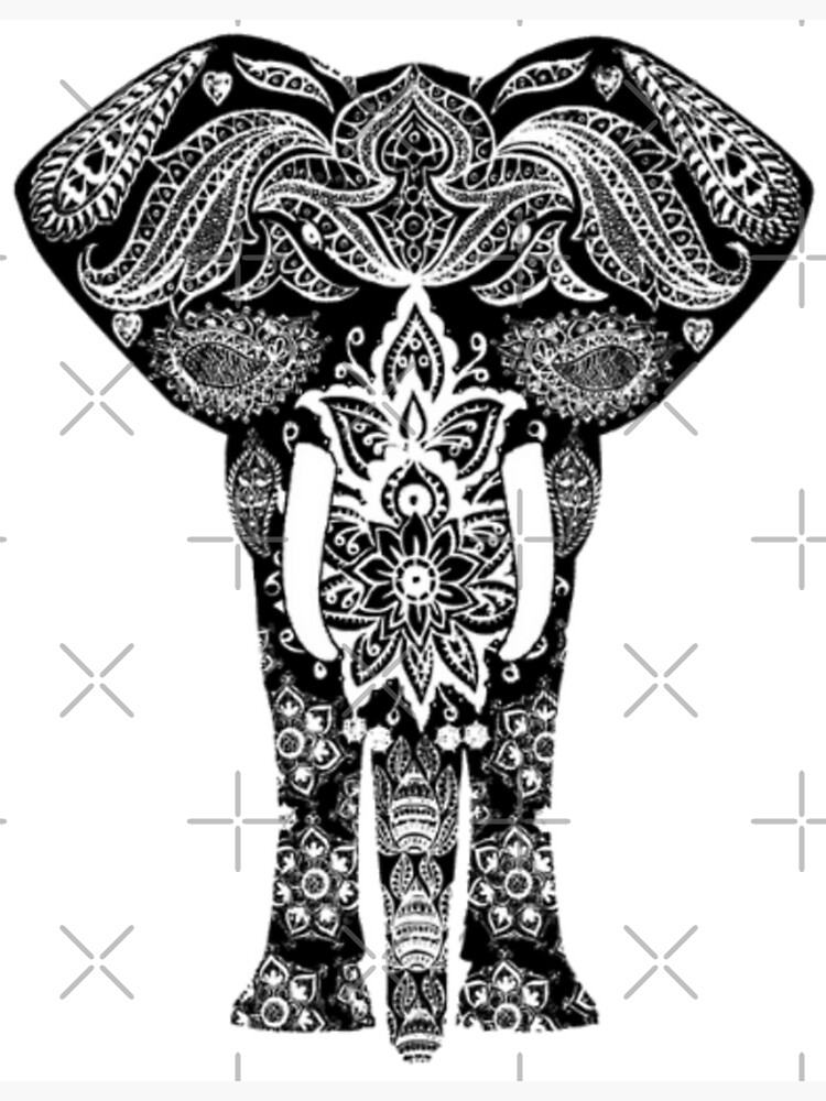 Flying elephant with long trunk and big tusks, using