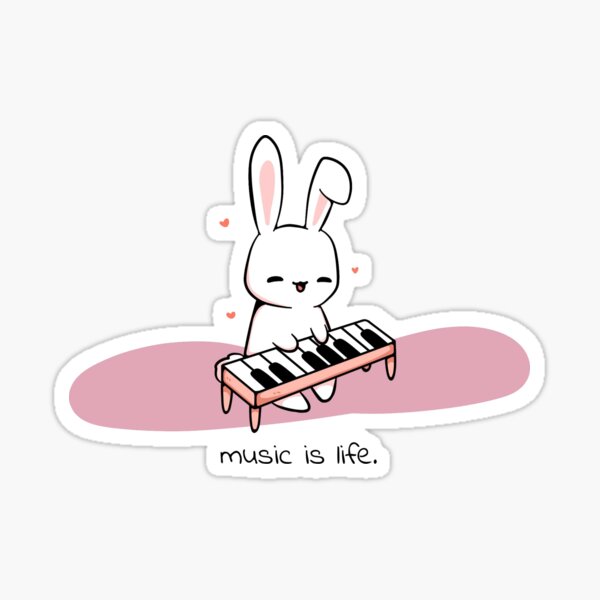 Piano & Bunny Sticker