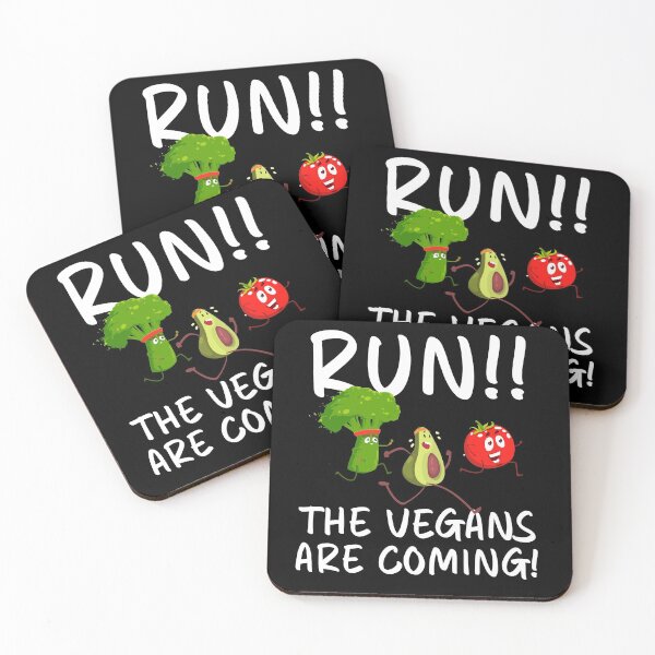 Item preview, Run! The Vegans Are Coming! Funny Veggies Running Away designed and sold by nanogarbanzo.